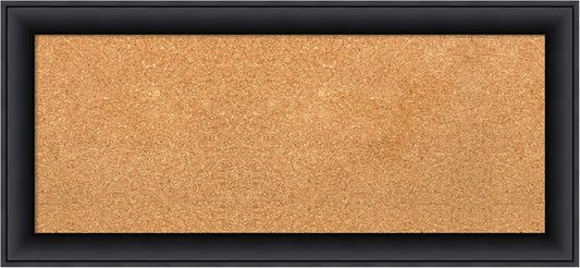 Amanti Art Natural Cork Board for Wall, 15x33 Vision Board with Black Wood Frame, Medium Corkboard Office Decor for Home Organization, Modern Contemporary Corkboard Pinboard to display items for home