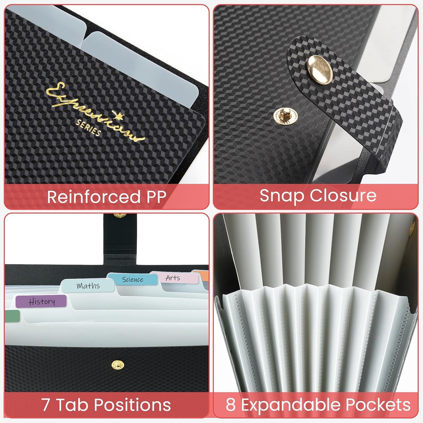 Sooez Accordion File Organizer, 8 Pocket Expanding File Folder with Labels, Letter Size Folders for Documents, Portable Paper Bill Receipt Organizer for Home School Office Supplies, Green