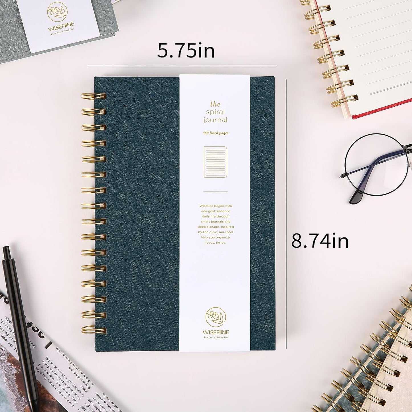 Spiral Journal Notebook with 160 Lined Pages – Hardcover Writing Journal with Gold Twin-Wire Binding, A5 College Ruled Notebooks for Work, School, Travel, Diary, Gift for Women & Men Red