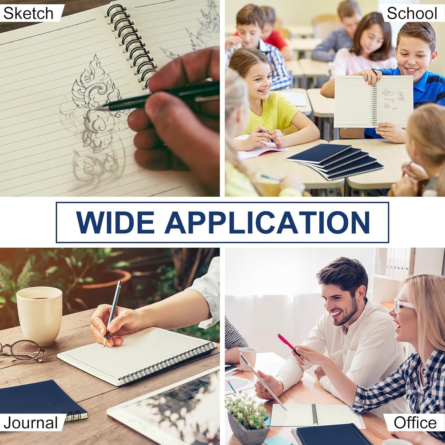 Yahenda Spiral Notebook Bulk A5 Journal Lined 8.3'' x 5.5'' Writing Composition Paper Small Notepad Subject Notebook for Students Office Business Back to School Supplies(Deep Blue,2 Pcs)