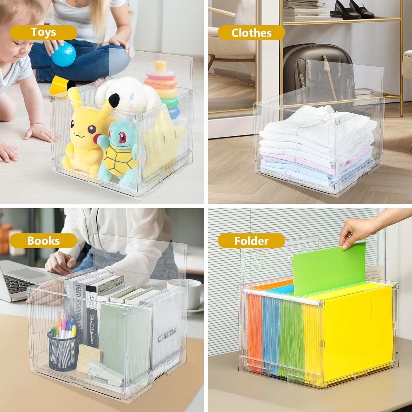 MUKAI File Organizer Box with Lid, Collapsible File Folder Organizer with Slide, Hanging File Folder Box, for Office Document Storage with Desktop organizer ﻿ (3)