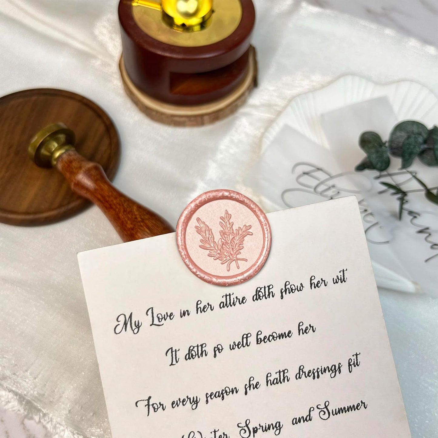 25Pcs Wax Seal Stickers Handmade Envelope Seals Self Adhesive Wax Stickers for Wedding Party Invitations, Envelope, Gift Wrap, Christmas(Rosemary Style, Pink)