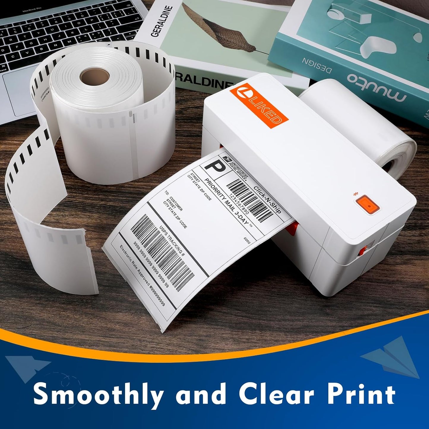 L LIKED 3300 PCS 4"x 6" Direct Thermal Labels White Perforated Shipping Label, Compatible with DYMO 4XL 1744907,Zebra, Rollo, Jadens, Nelko, 220 Labels per Roll, 15 Rolls