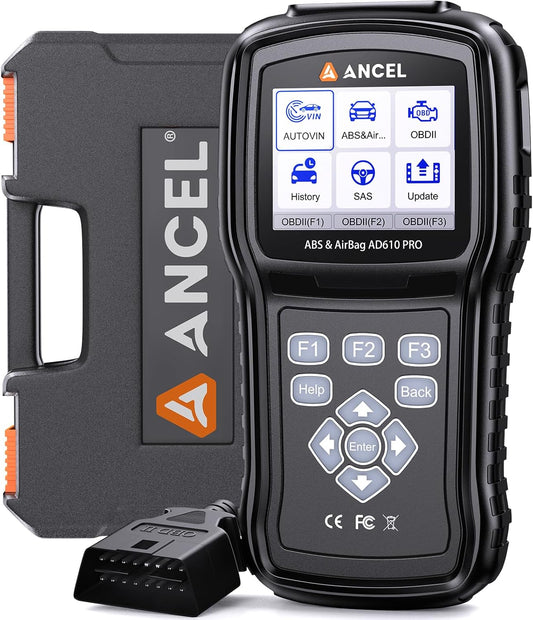 ANCEL AD610 Pro OBD2 Scanner - ABS SRS Code Reader, Check Engine Light Diagnostic Tool with ABS Bleeding, AutoVIN, Real-Time Data, Full OBD2 Functions, SAS/Oil/EPB Reset