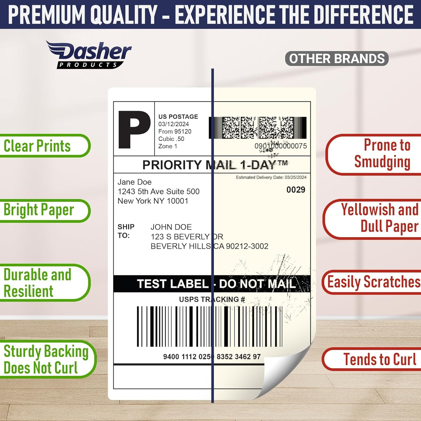 Thermal Shipping Labels 4x6, 500 Fan-Fold and Perforated Two Pack, Commercial Grade with Permanent Adhesive, Direct Thermal Printer Label Compatible with Zebra, Rollo, iDRPT, Polono, MUNBYN, Elton