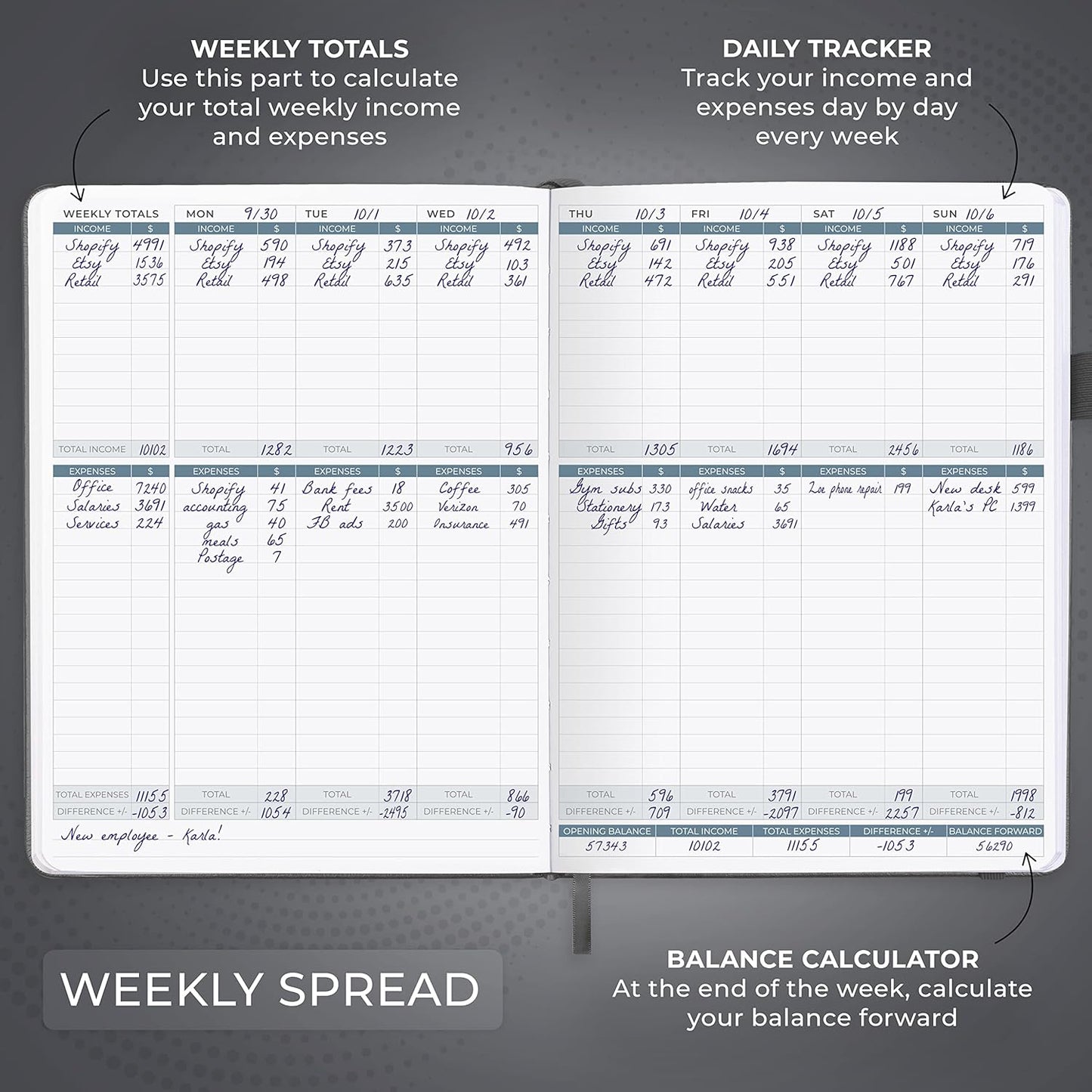 Clever Fox Income & Expense Tracker Large – Accounting & Bookkeeping Ledger Book for Small Business – 2-Year Record Notebook, A4 (Silver Black)