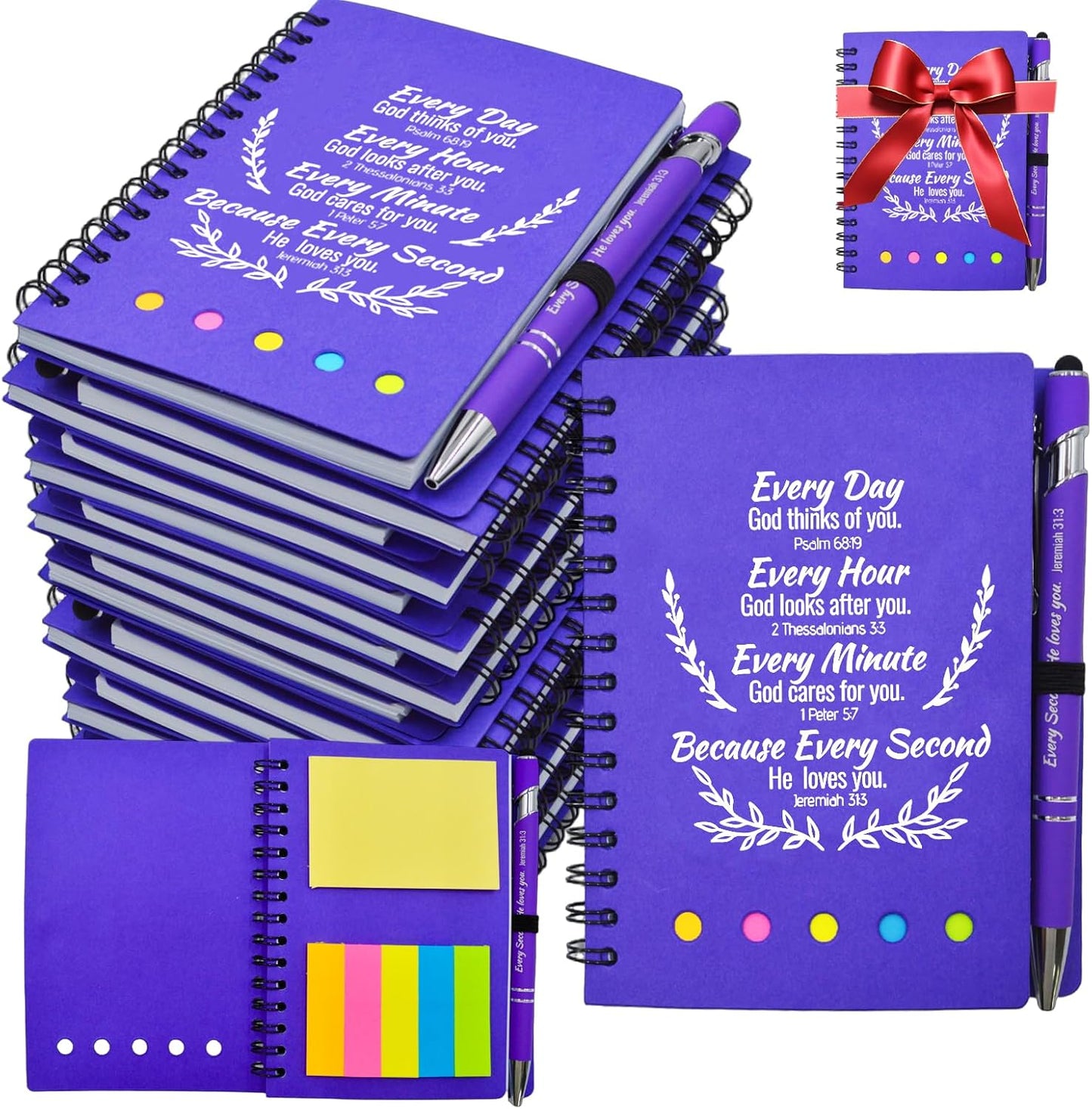 60 Pcs Bulk Fathers Day Christian Gifts Prayer Journal for Woman - 30 Set Religious Notepad with Christian Pen - Bible Notebook - Church Gifts for Inspirational, Bible Study, Devotions ( Elegant )
