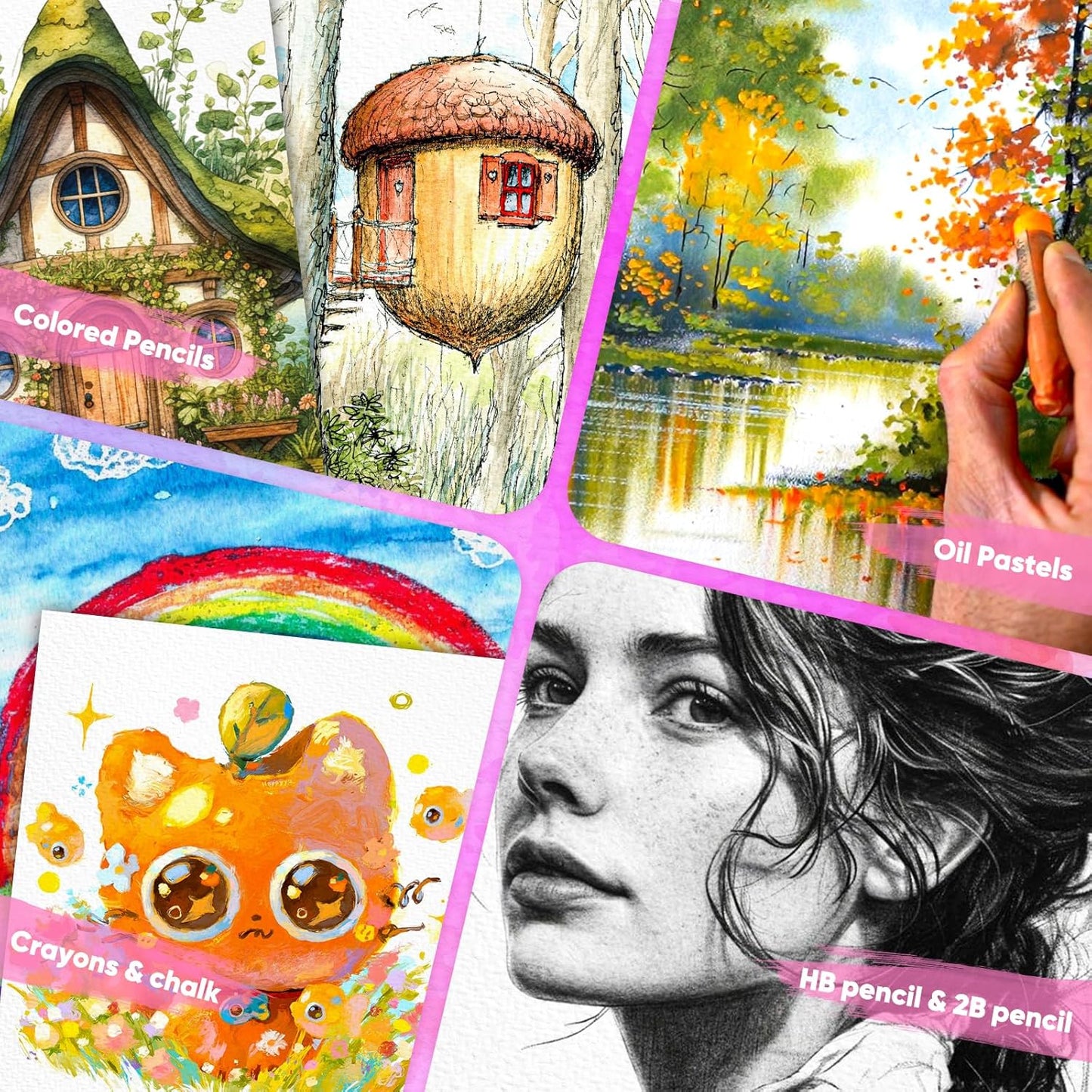 Watercolor Paper, Art Supplies for Adults Kids, 9"x12" Artist Sketch Easel Acrylic Painting Water Color Drawing Paper Bulk, Valentines Day Easter Gifts for 8 9 10 11 12 13 14 Year Old Teens Girl Boys