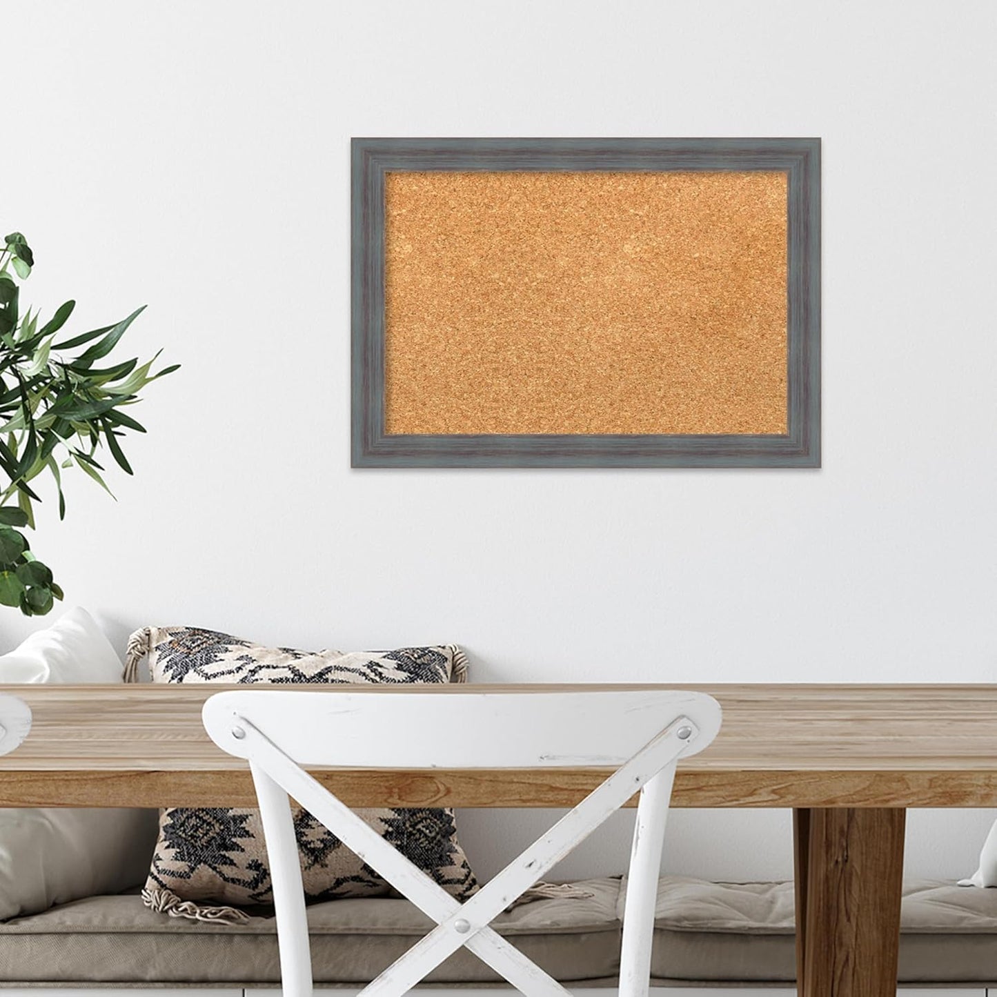 Amanti Art Natural Cork Board for Wall, 14x20 Vision Board with Blue Wood Frame, Small Corkboard Office Decor for Home Organization, Country Rustic Corkboard Pinboard to Display Items for Home