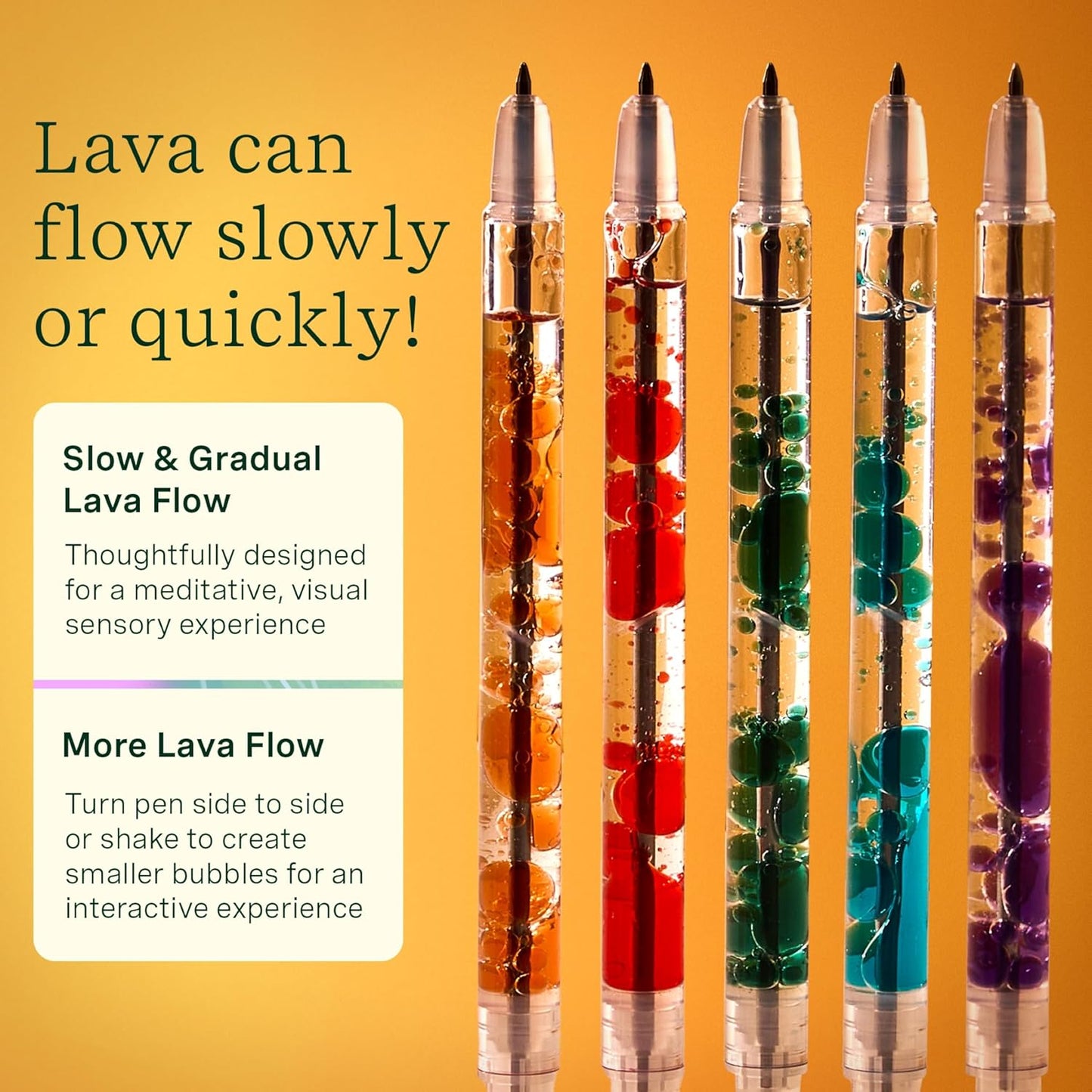 Lifelines Scented Lava Gel Pen Set, 5-Pack (Multi-Color) - 0.5mm Colored Gel Pens Infused with Scented Essential Oil Blends & Mesmerizing Lava - School Supplies for College Kids & Adults