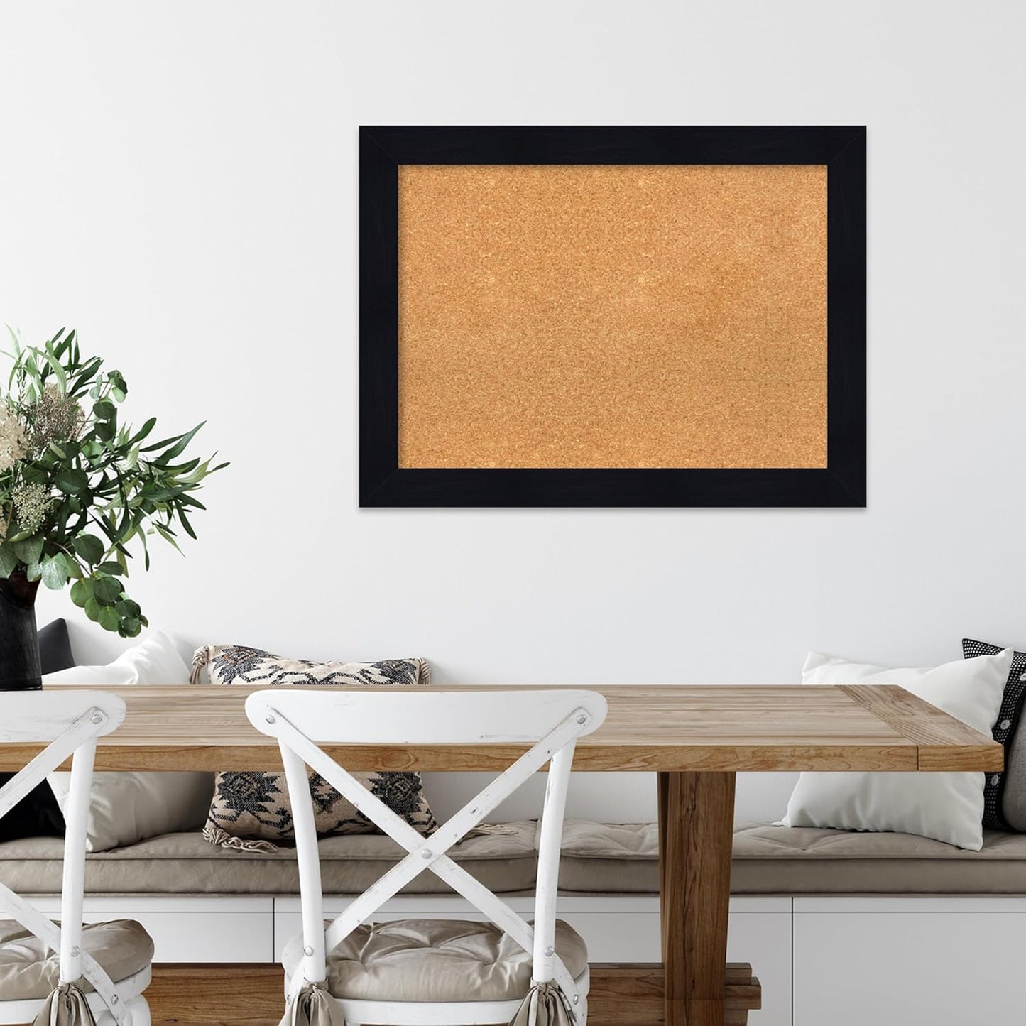Amanti Art Natural Cork Board for Wall, 24x32 Vision Board with Blue Wood Frame, Medium Corkboard Office Decor for Home Organization, Rustic Farmhouse Corkboard Pinboard to display items for home