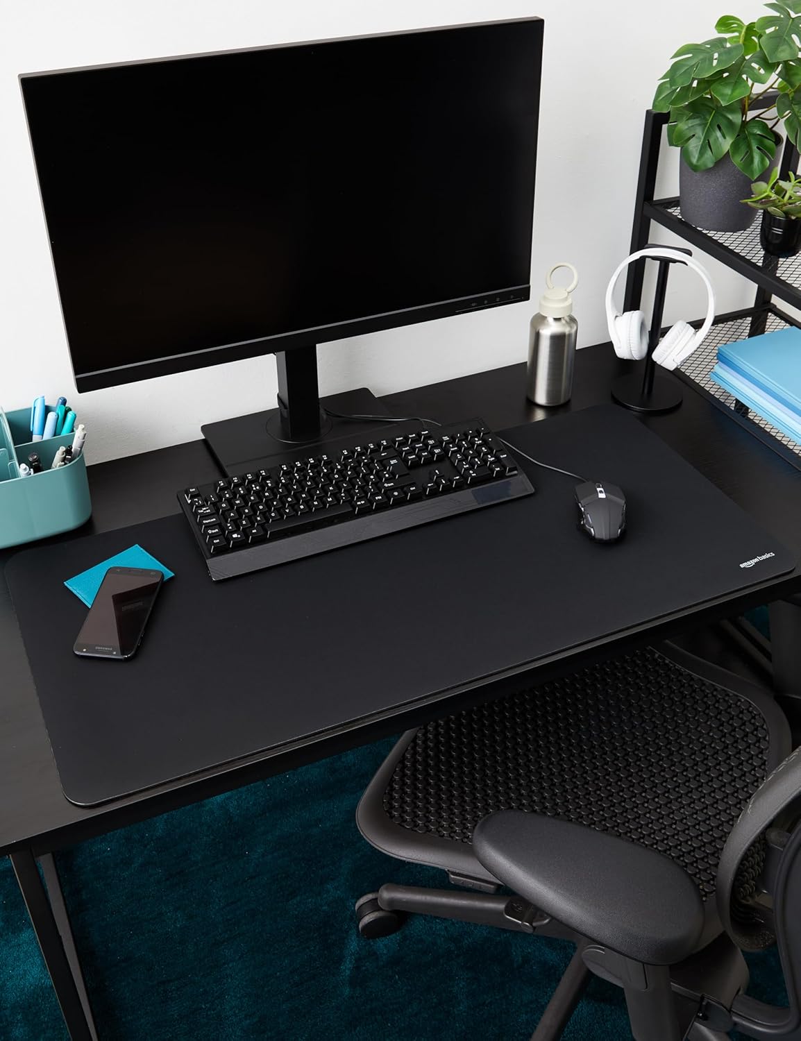 Amazon Basics Large Extended Computer Rectangular Mouse Pad, 16.7 x 35.7 inch, Black