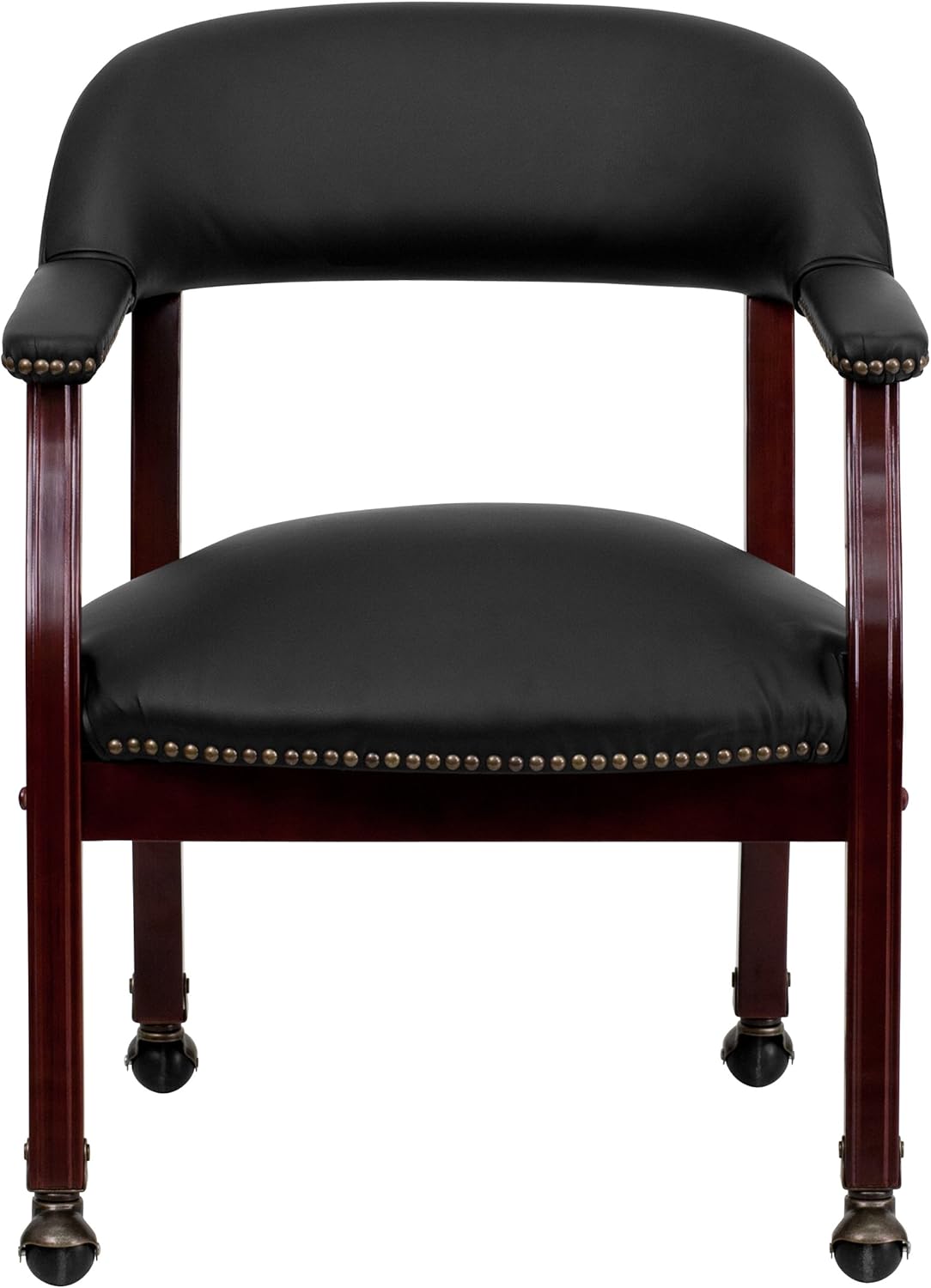 EMMA + OLIVER Black LeatherSoft Conference Chair with Casters
