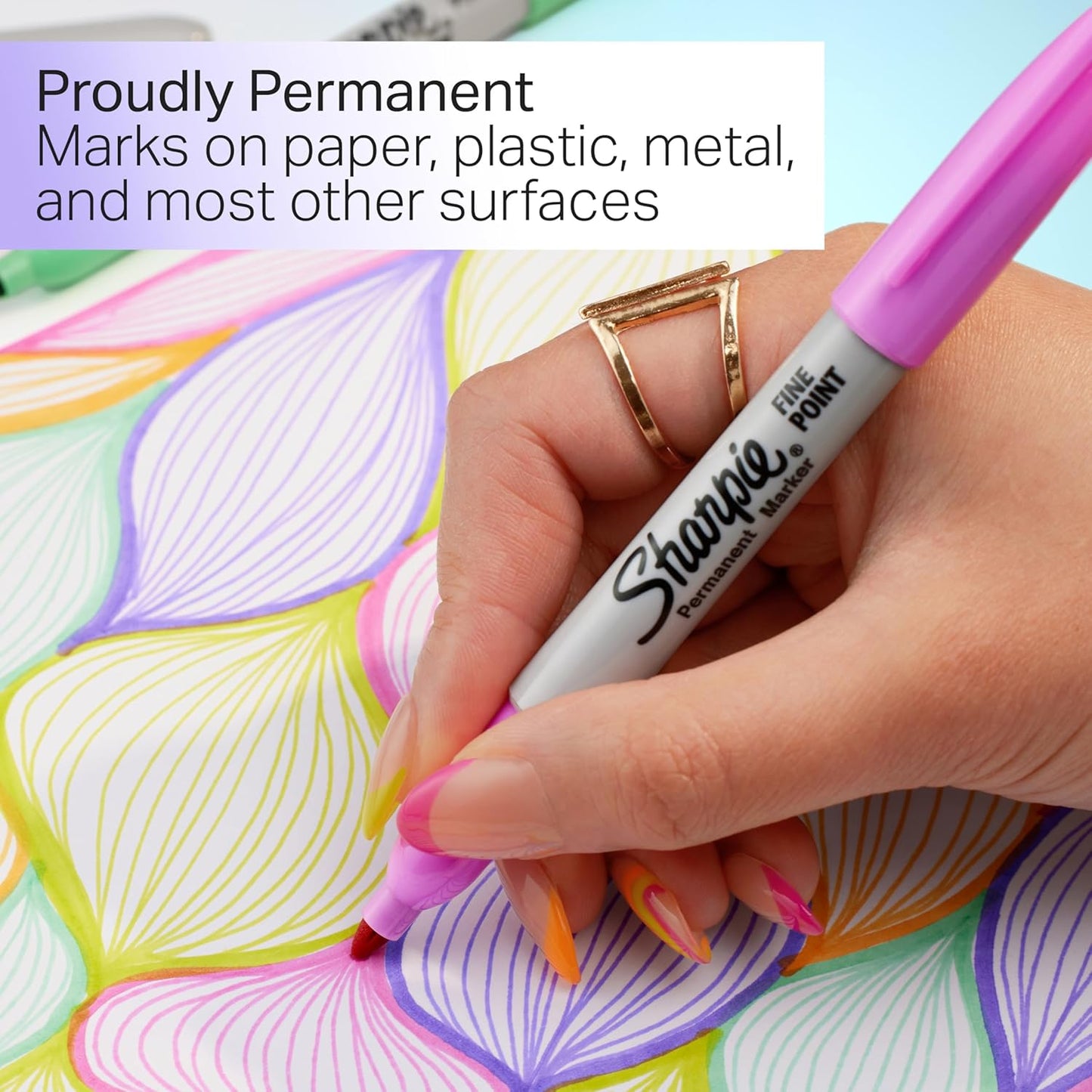 Sharpie Glam Pop Permanent Markers Fine Tip Marker Set Coloring Art Drawing Writing Markers Assorted Colors 24 Count
