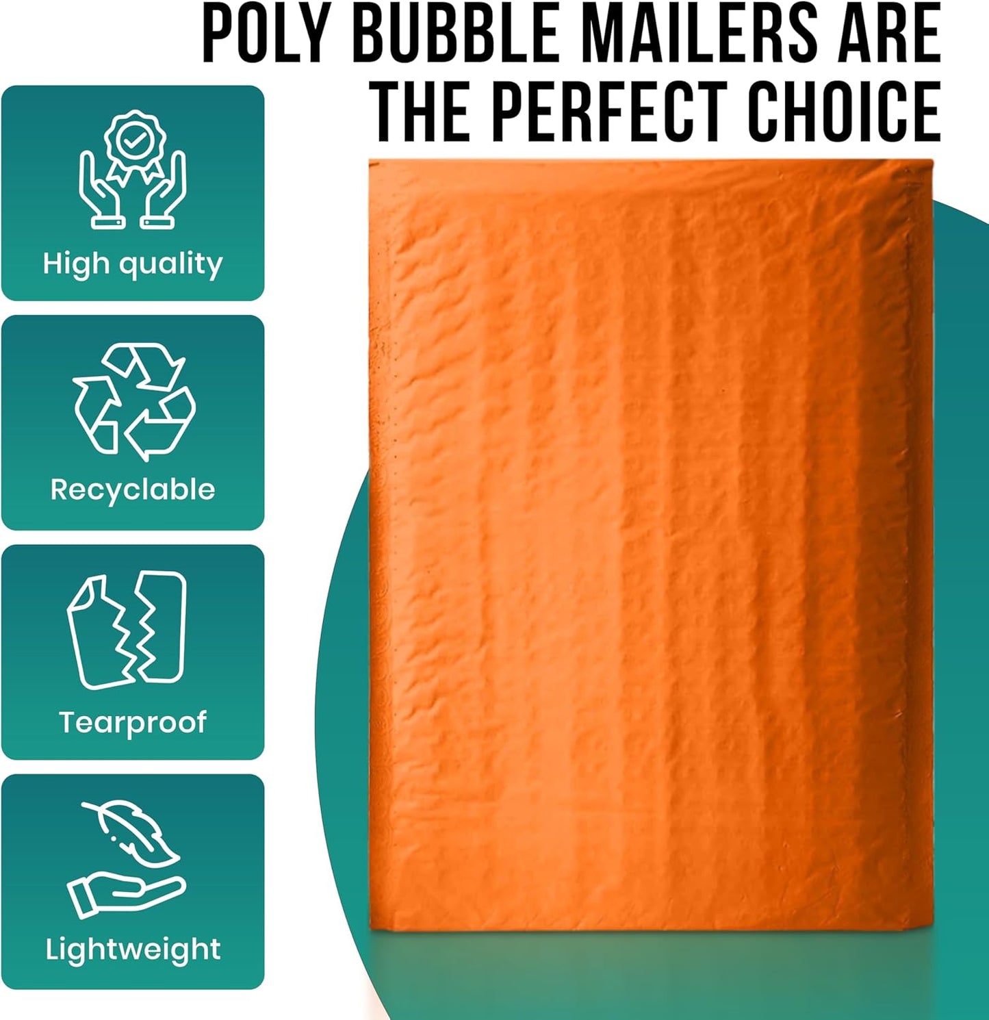 Levex - #0000 4" x 6" [5 Pack] Orange Poly Bubble Mailers, Padded Envelope Mailers, Packing Envelope & Mailing Bags for Shipping
