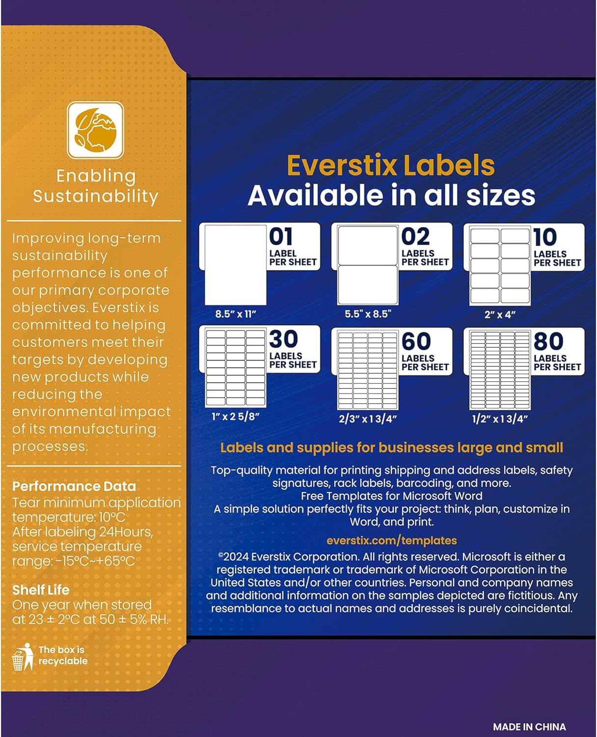 2/3" x 1-3/4", 25 Sheets, 1500 Return Address Labels for Laser & Inkjet Printers, Permanent Adhesive, Letter Size