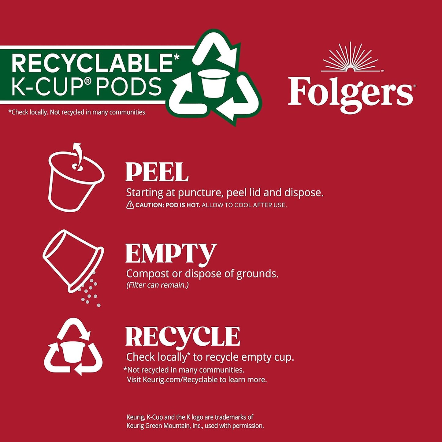 Folgers Classic Roast Medium Roast Coffee, 128 Keurig K-Cup Pods