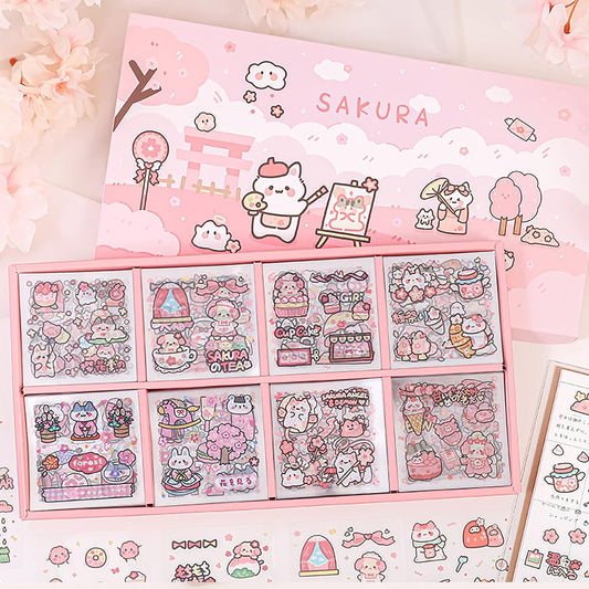 Doraking Vinyl Transparent Flower Stickers - Kawaii Cute Stickers for Journaling & Scrapbooking - 200 Sheets - Kids, Teens & Adults