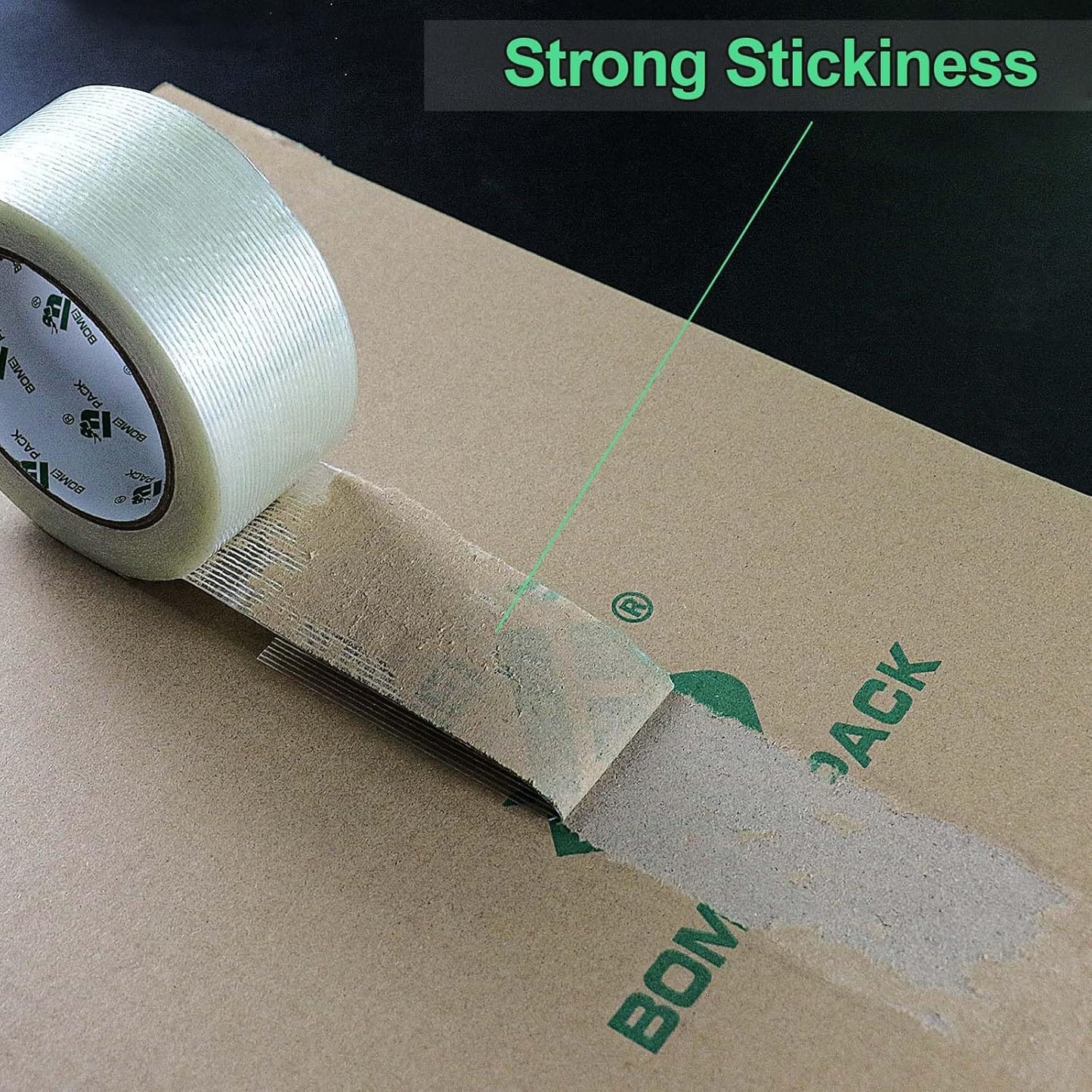 BOMEI PACK 18PACK Fiber Reinforced Packing Tape, 5.5Mil 2Inx 55Yds, Heavy Duty Strapping Tape 2inch