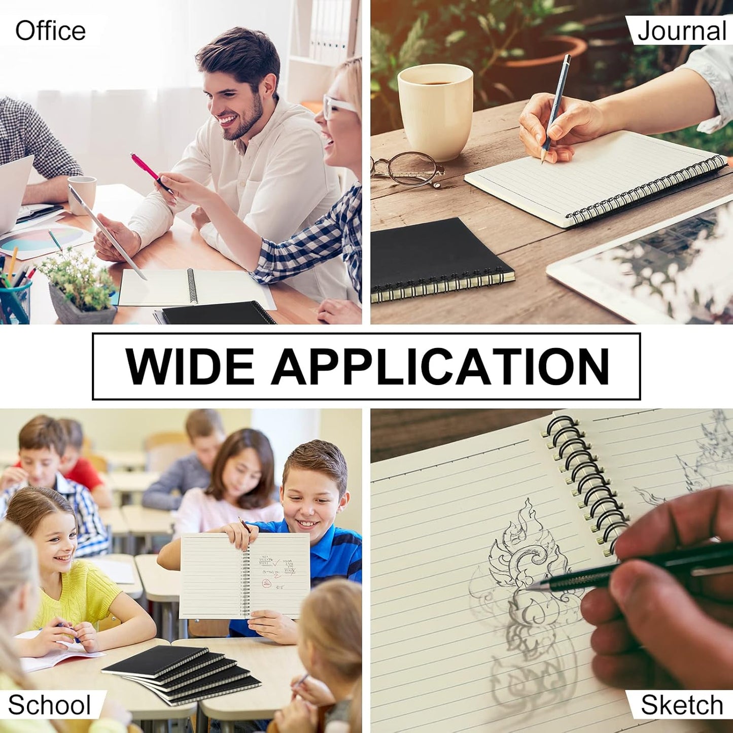 Yahenda Spiral Notebook Bulk A5 Journal Lined 8.3'' x 5.5'' Writing Composition Paper Small Notepad Subject Notebook for Students Office Business Back to School Supplies(Black, Deep Blue,2 Pcs)