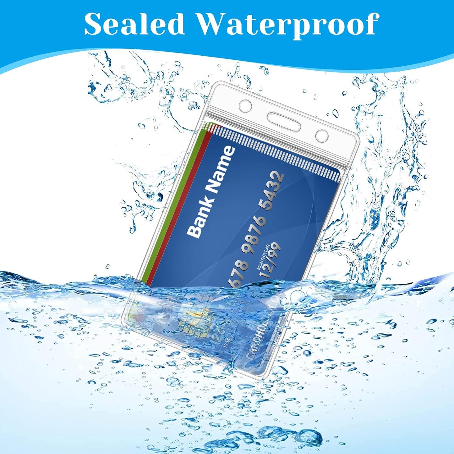 120 Pack Plastic Badge Holder, Vertical ID Badge Holder, Clear Waterproof ID Card Holder with Resealable Zip, 2.5" x 3.8" Name Tag Holder for Nurses and Office, Fits ID Card/Credit Card/Student Card