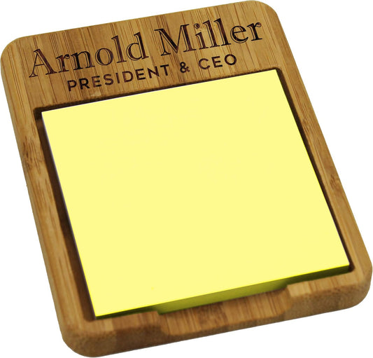 My Personal Memories Custom Personalized Sticky Note Holder Dispenser - Wooden Business Desk Office for Men Women