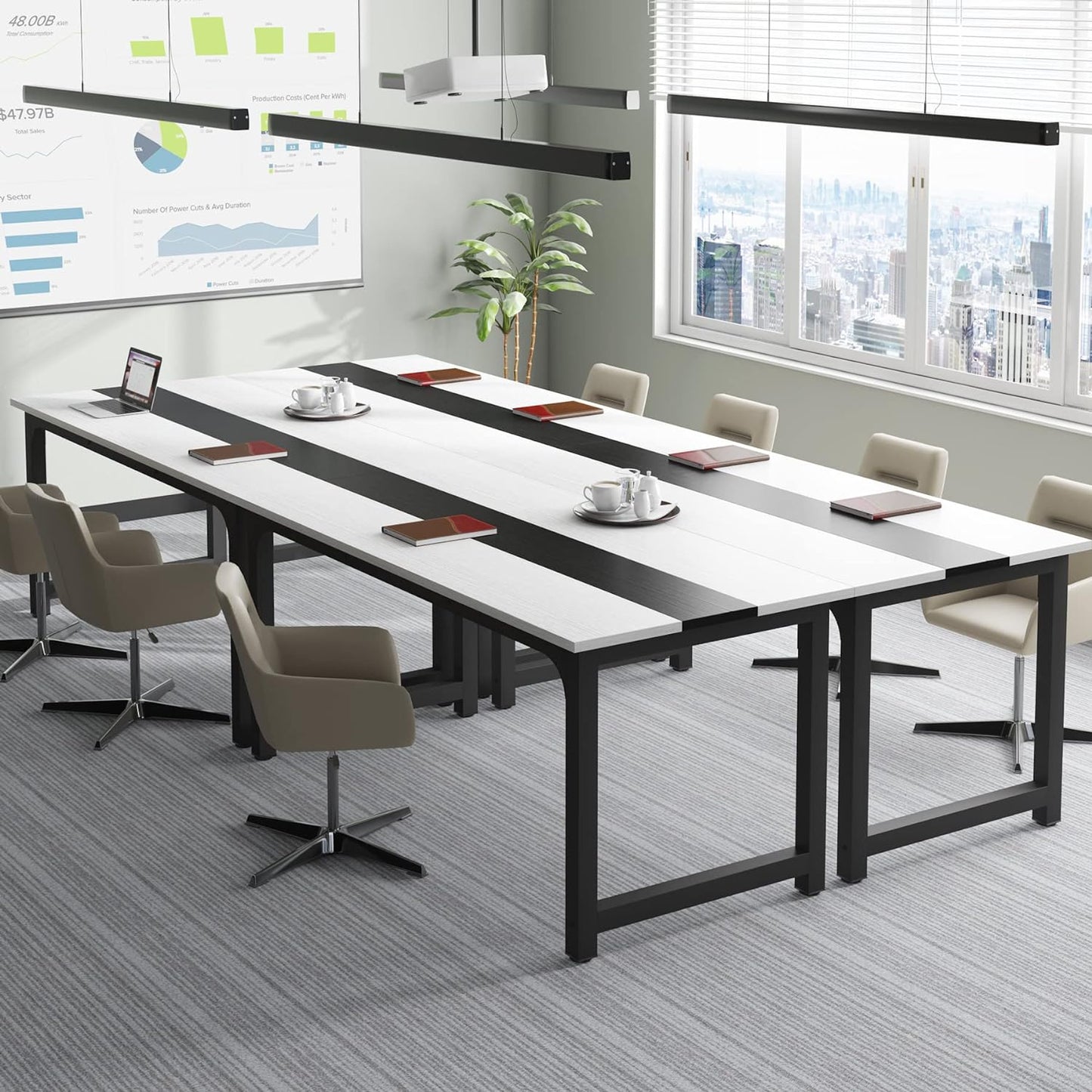 Tribesigns 70.8”Executive Desk, Large Office Computer Desk with Thicken Frame, Modern Simple Workstation Business Furniture for Home Office, White/Black