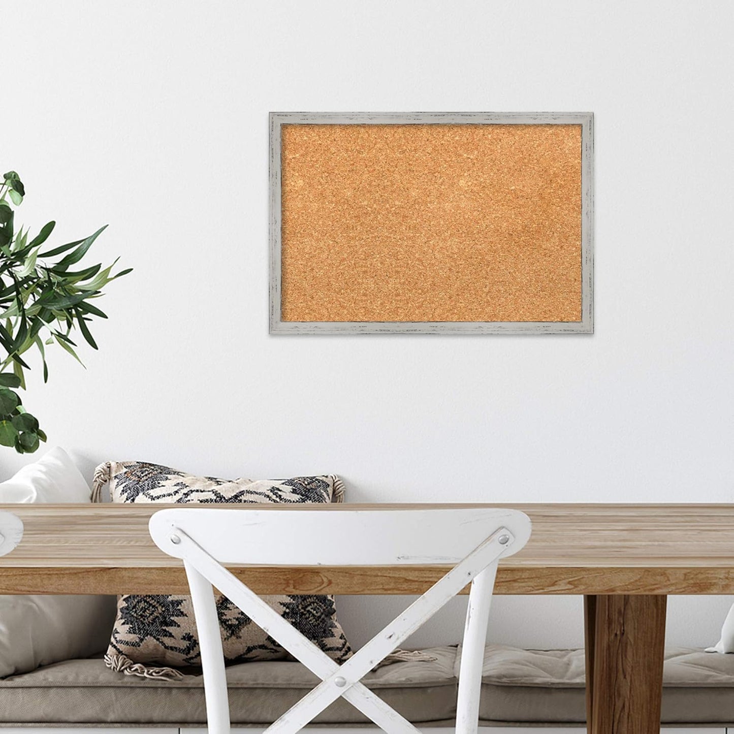 Amanti Art Natural Cork Board for Wall, 13x19 Vision Board with White Frame, Small Corkboard Office Decor for Home Organization, Cottage Corkboard Pinboard to Display Items for Home Organization in