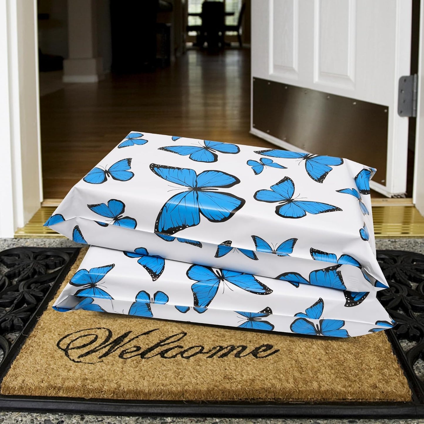 Cute Poly Mailers 12x15.5 Inch 50 Pcs - Butterfly Printed Shipping Bags for Clothing - Waterproof and Tear Resistant Mailing Envelopes - Self-Sealing Packaging Bags for Small Business