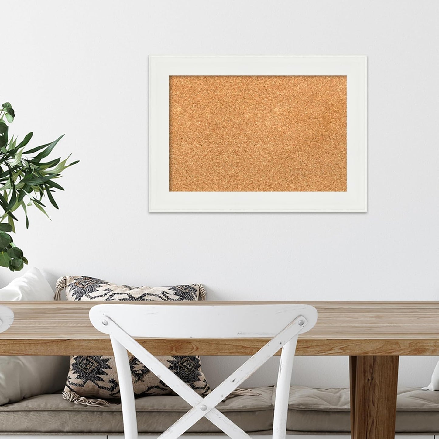 Amanti Art Natural Cork Board for Wall, 15x21 Vision Board with White Frame, Small Corkboard Office Decor for Home Organization, Casual Corkboard Pinboard to Display Items for Home Organization in