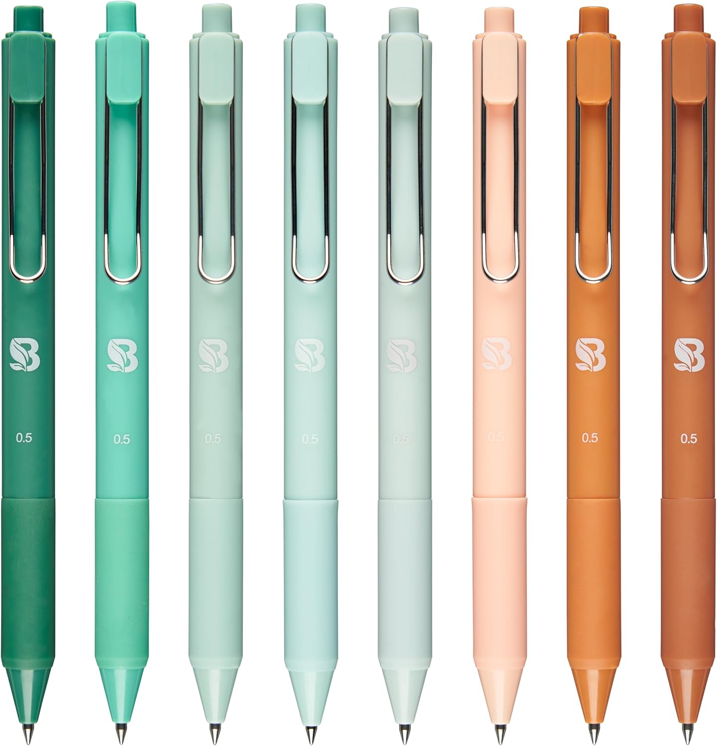 BLIEVE - Gel Pens Black Ink, Matte Finish, Smooth Writing, No Bleed - For Journaling, Bible Notes, Drawing - Cute School Supplies, 8 Pack (Terracotta, Black Ink)