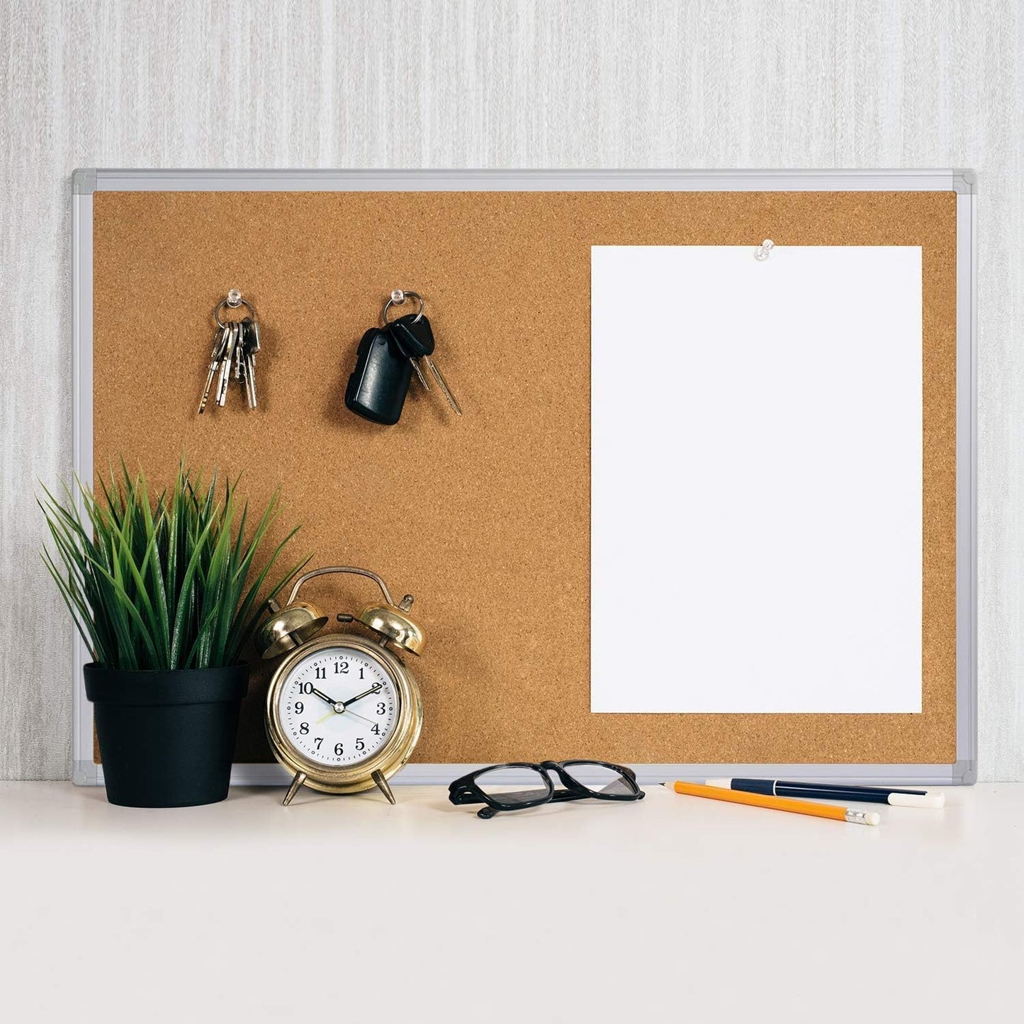 Board2by 2-Pack Cork Board Bulletin Board 24 x 18, Silver Aluminium Framed Corkboard, Office Board for Wall Cork, Large Wall Mounted Notice Pin Board for Home, Office and School