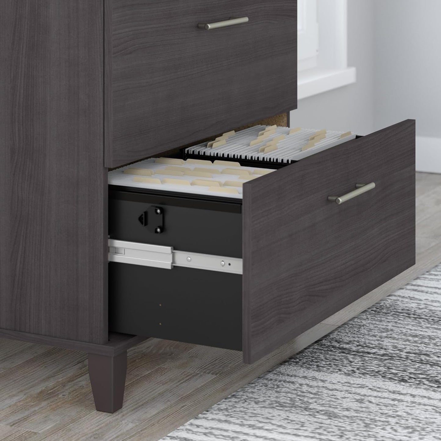 Bush Furniture 2 Drawer Lateral File Cabinet, Letter and Legal-Size Document Storage for Home or Professional Office, Somerset Collection, Storm Gray