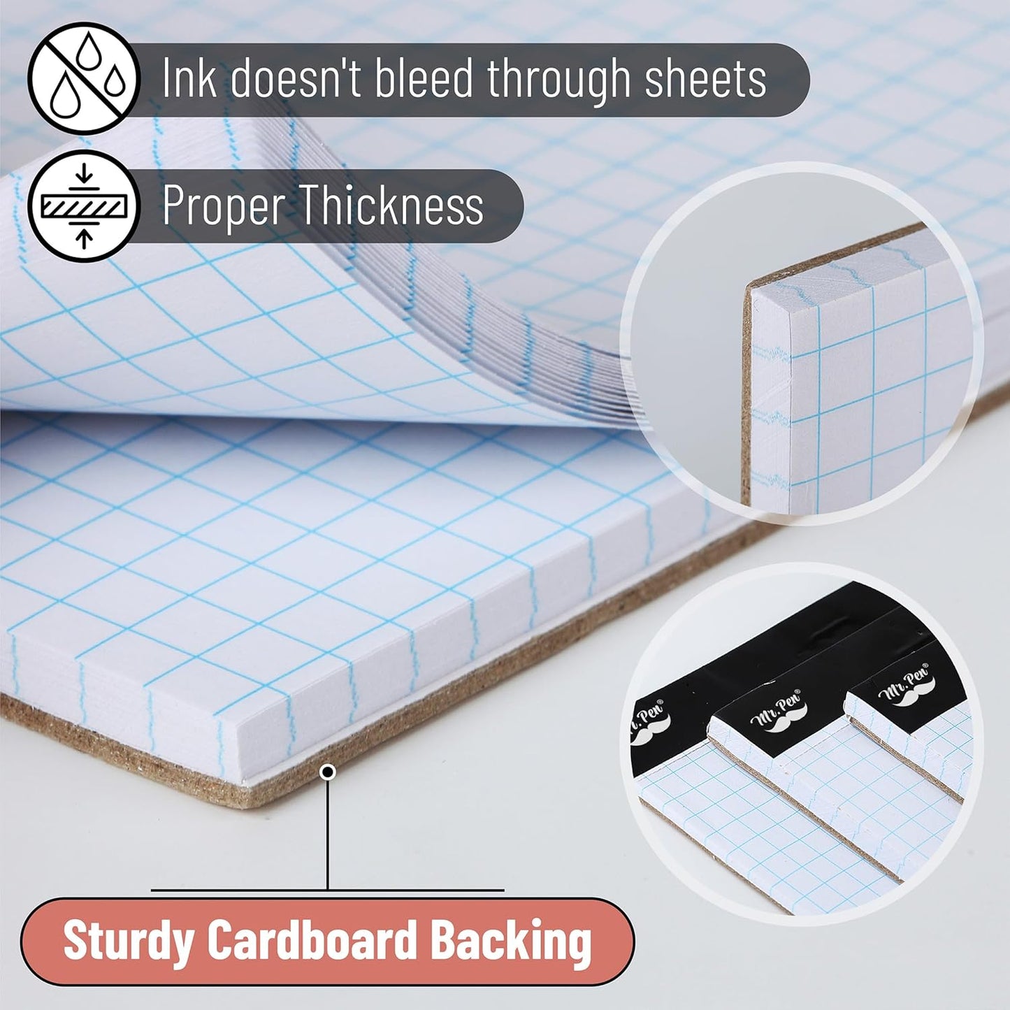 Mr. Pen- Graph Paper pads 8.5 x 11 Inches, 2 Pack, 55 Sheets/Pack, 5x5 (5 Squares Per Inch), Blueprint Grid Paper Pads 8.5 x 11, Math Notebook