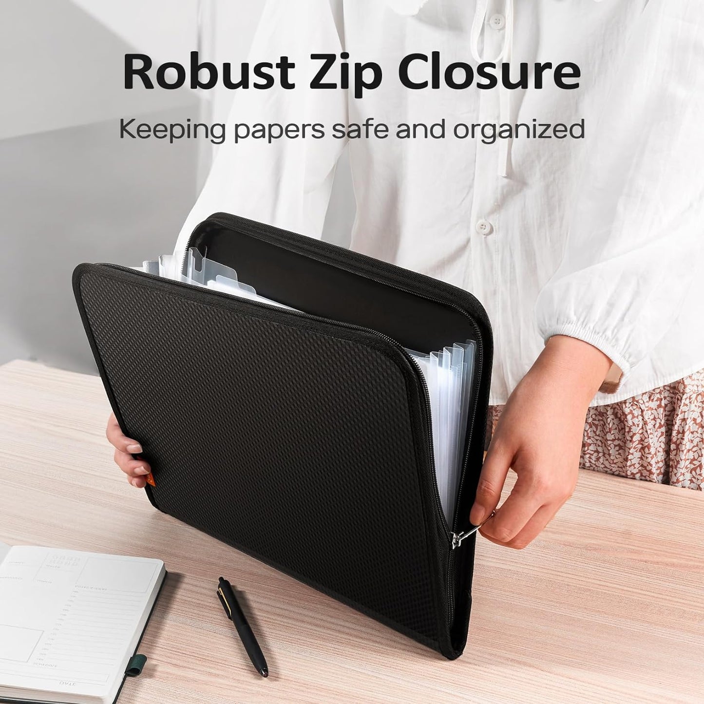 Sooez 7 Pockets Accordion File Organizer, Zipper Expanding File Folder, Heavy Duty Folder Organizer, Sleek Letter Size Accordion Folder, Portable Expandable File Folder for Documents, Purple