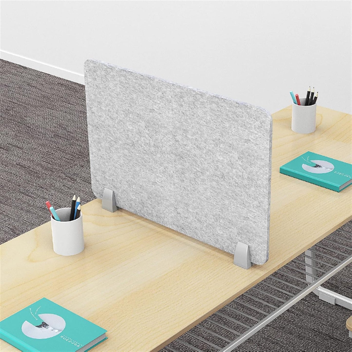 Icegrey Acoustic Desk Divider Privacy Panel Removable Sound Absorbing Desk Partition Board with 2 Clips for Student Call Centers Offices Braries Classrooms Library, Black, 19.5x15.6"