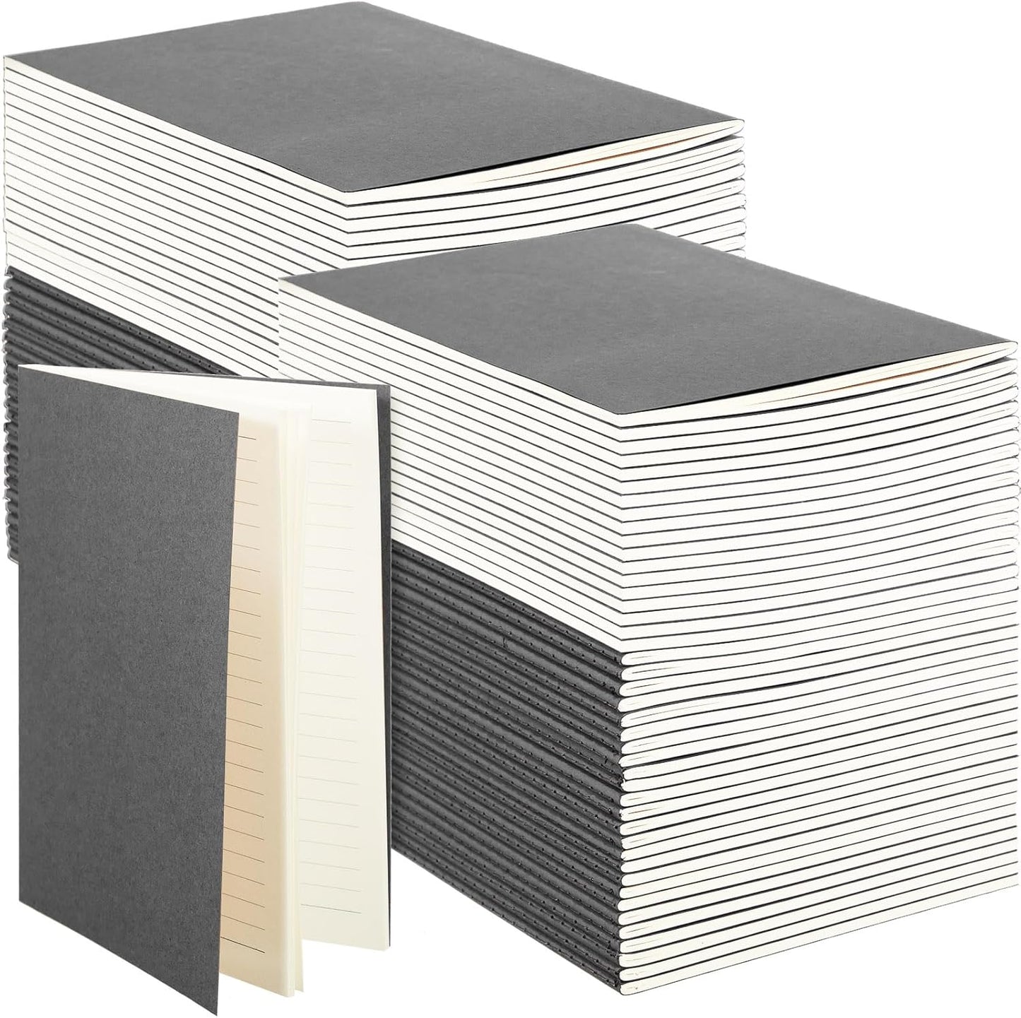 100 Pcs Kraft Notebook Journals 5.5 Inch x 8.3 Inch A5 Softcover Notebooks Bulk for Writing Sketch Office Notepad with 60 Pages 30 Sheets (Multicolor,Lined)(Grey,Lined)