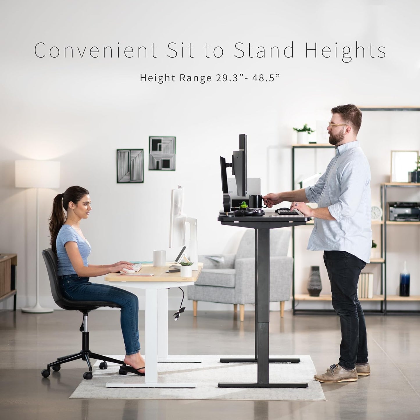 VIVO Electric 60 x 24 in Standing Desk, Memory Height Adjustment, 1B Series, One-Piece Dark Walnut Top, Black Frame, DESK-KIT-1B6D