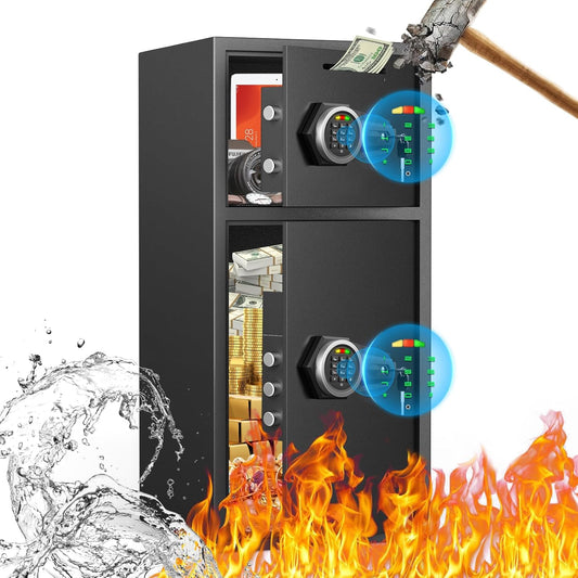 kavey 6.5 Cu ft Large Safe Box Fireproof Waterproof, Money Safe With Mute Function and LED Light,Digital Keypad Home Safes with Deposit Slot & Dual Alarm System, Security Box for Money Valuables
