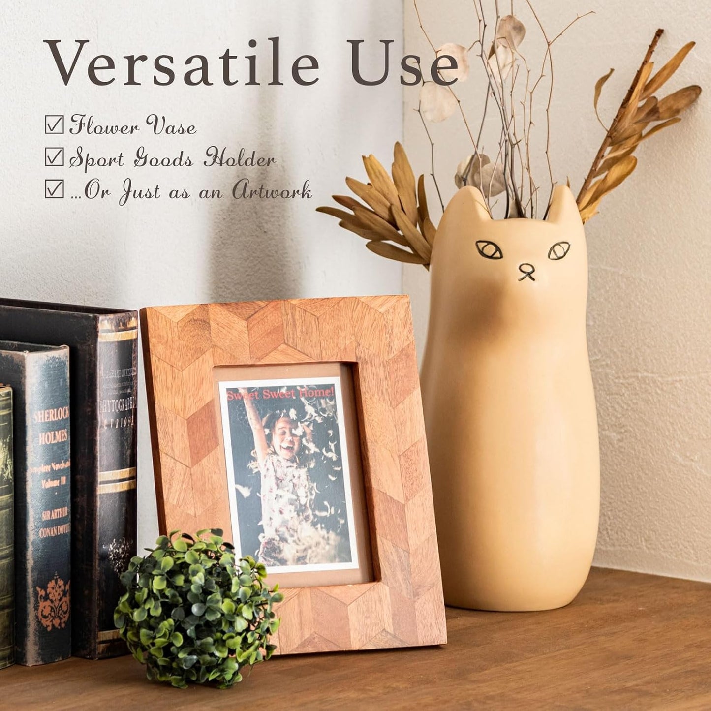 PaletteLife Umbrella Stand Ceramic Scandinavian Cat Small-Size, Brown, CLY-13BR