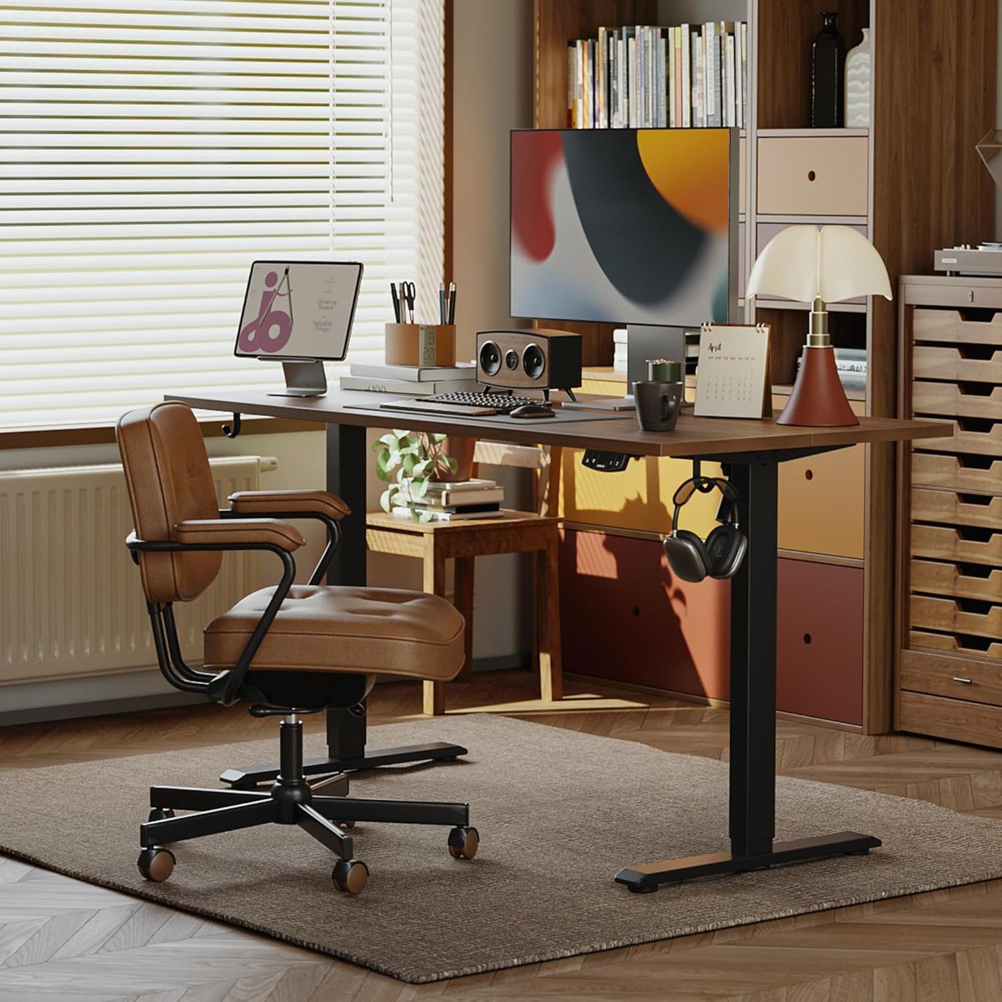Agilestic Electric Standing Desk, Large 60 x 24 Inches Height Adjustable Desk, Sit Stand up for Work Office Home, Ergonomic Rising Gaming Computer Table with Memory Preset, Dark Walnut