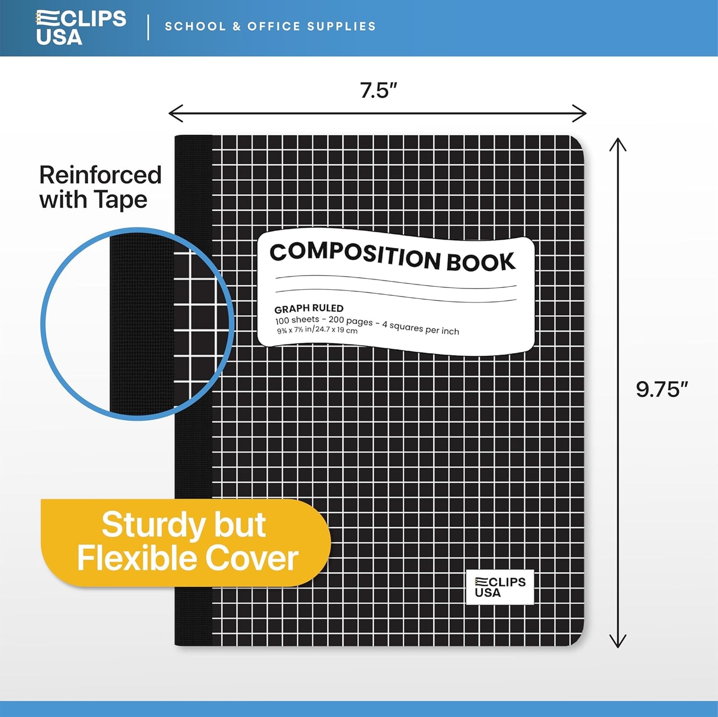 Composition Notebooks, Quad Ruled, Graph Paper Composition Notebook, Hard Cover Marble Graph Composition Notebook, 100 Sheets, 9.75″ x 7.50″ (12 Pack)
