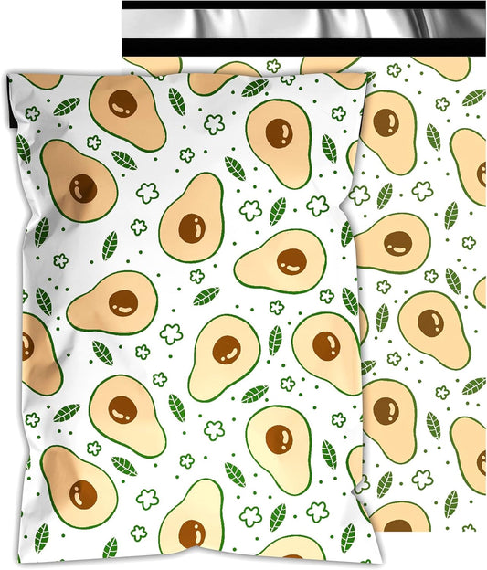 Poly Mailers 6x9 Inch 100 Pcs - Avocado printed Shipping Bags, 2.4mil Thickness, Waterproof and Tear Resistant Mailing Envelopes, Self-Sealing Packaging Bags for Small Business