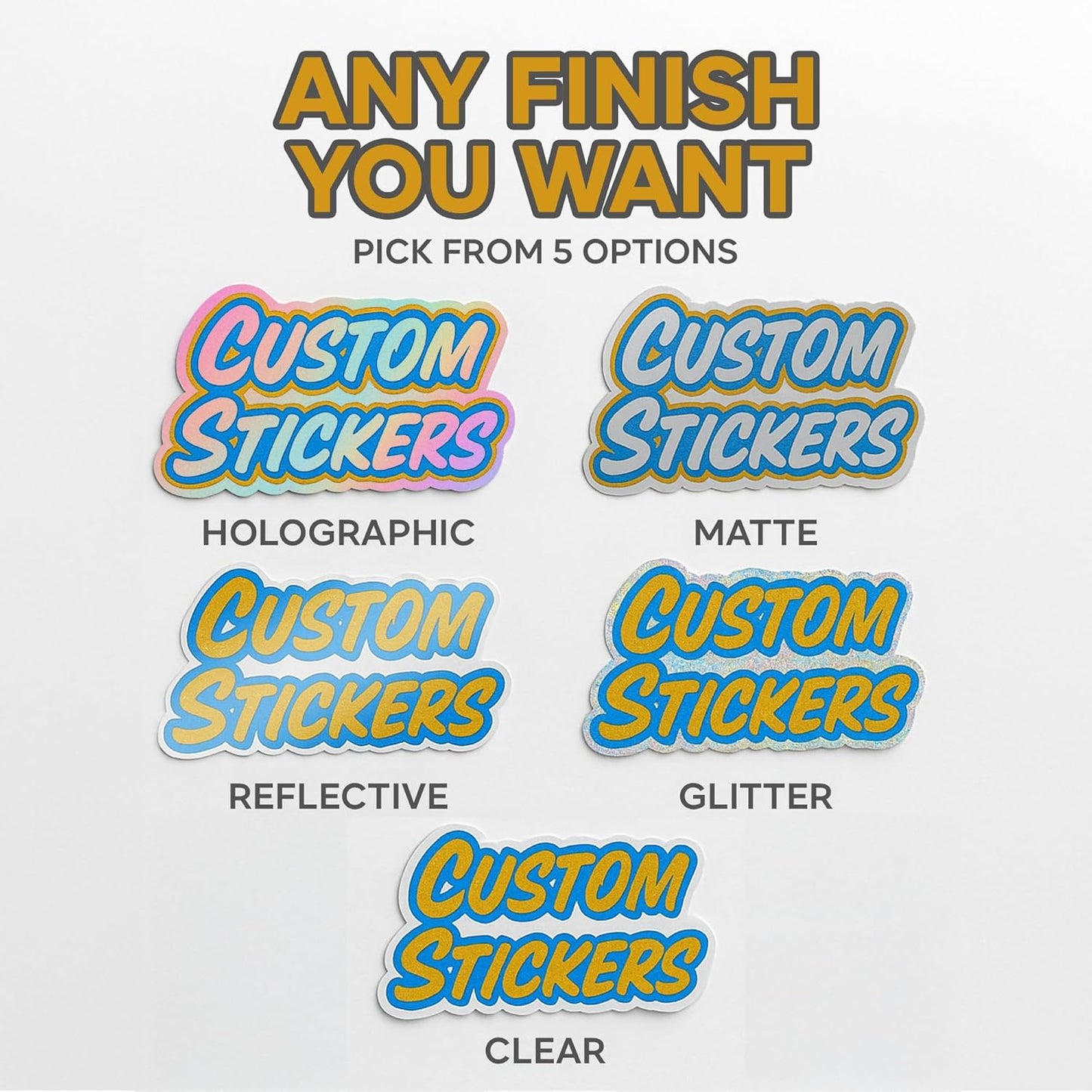 VulgrCo Personalized Custom Individually Die Cut Stickers Decals for Fun, Business, Weddings, Birthdays, Gifts Waterproof (Reflective)