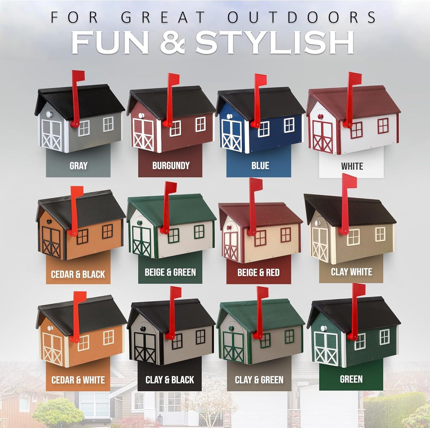 Peaceful Classics Poly Mailbox- Durable, Weather-Resistant Amish Craftsman Mailboxes for Outside Uses Like Front Yard and Road Side- Long-Lasting, Decorative, Modern Mailbox (Cedar with White Trim)
