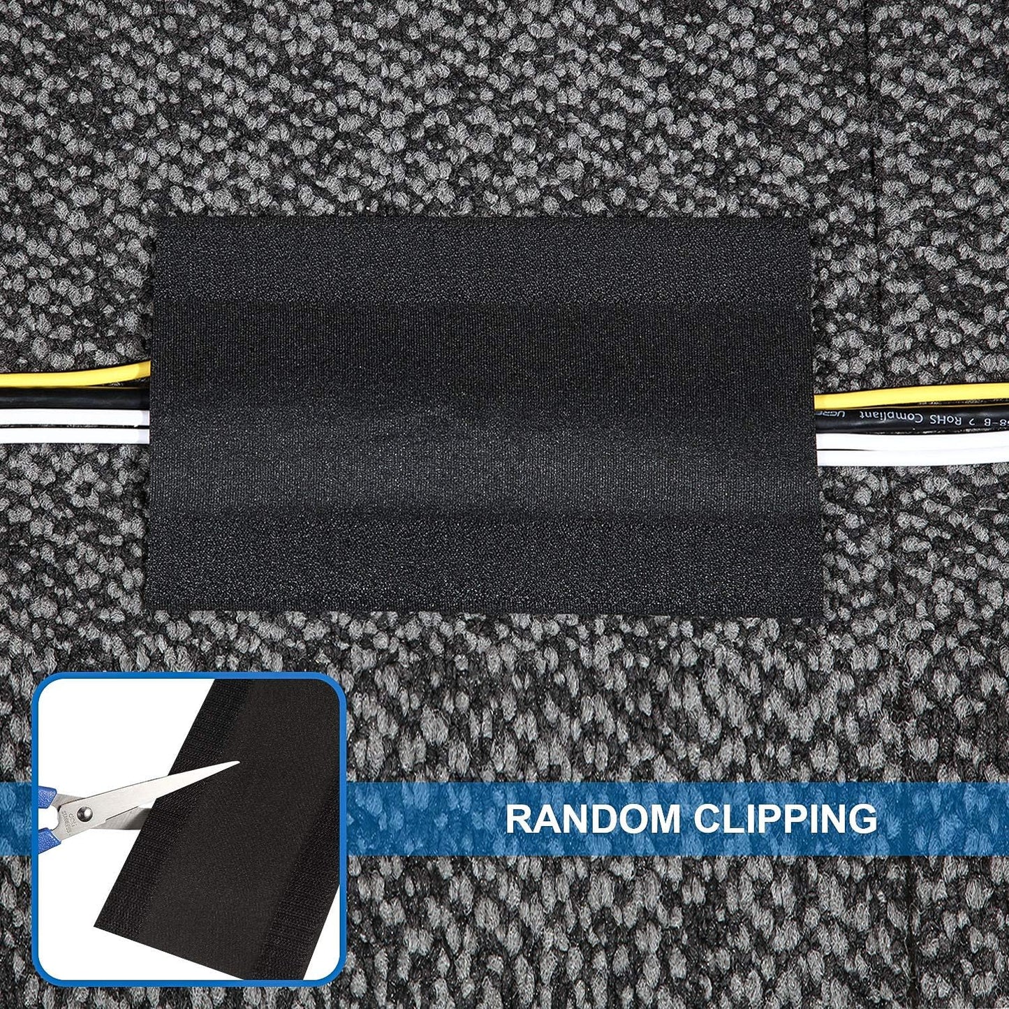 WILLBOND Carpet Cord Cover Cable Grip Floor Cover Cable Protector Management Only for Commercial Office Carpet(Black,9.84 ft)