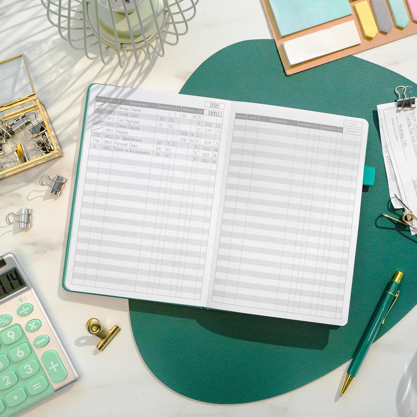Clever Fox Check Register Book - Deluxe Transaction Register, Accounting Ledger Book, Checkbook Register & Checking Account Register Book for Personal and Work Use, A5 Hardcover - Turquoise