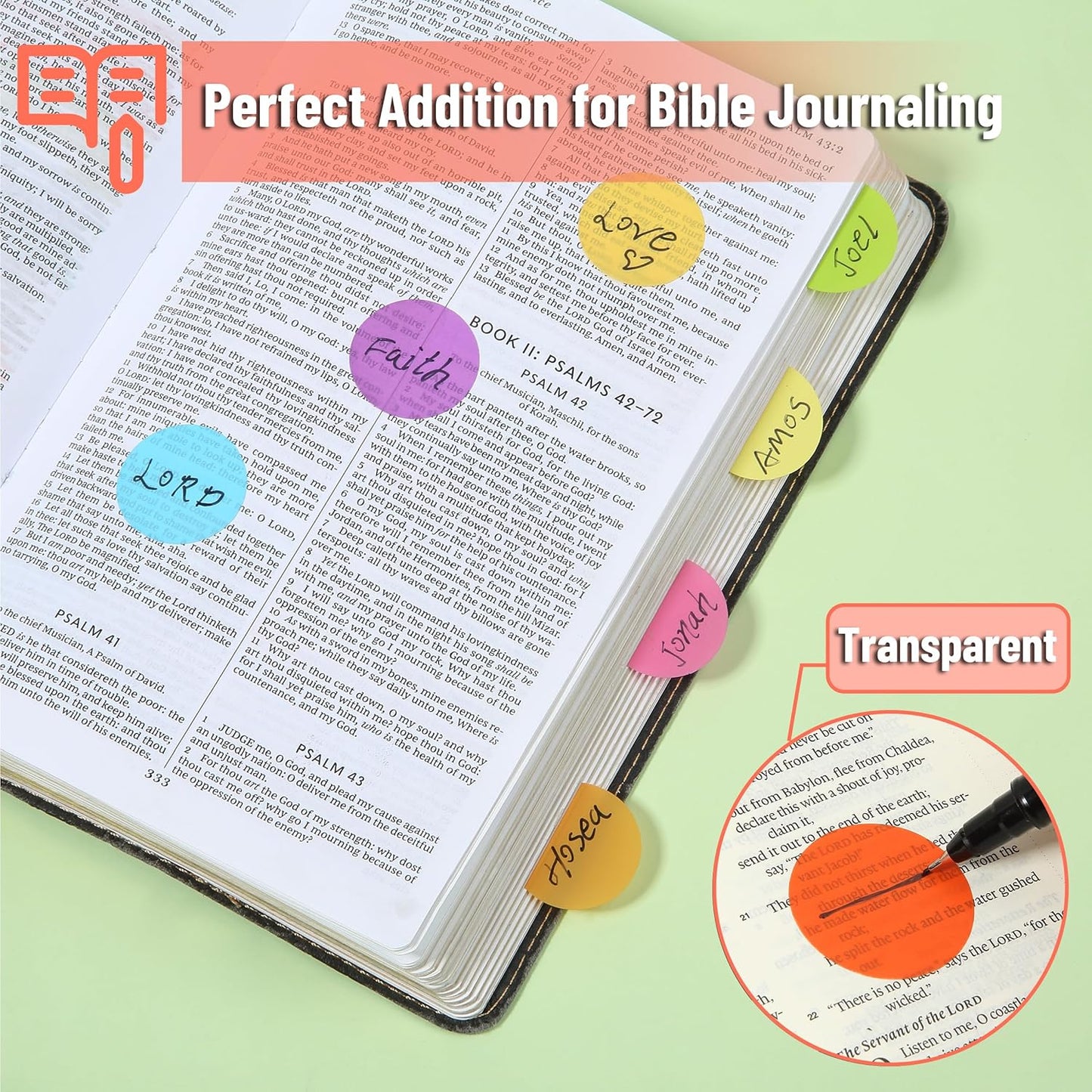 Mr. Pen- Transparent Sticky Note Set, 560Sheets, Colorful, Round Transparent Sticky Notes Set