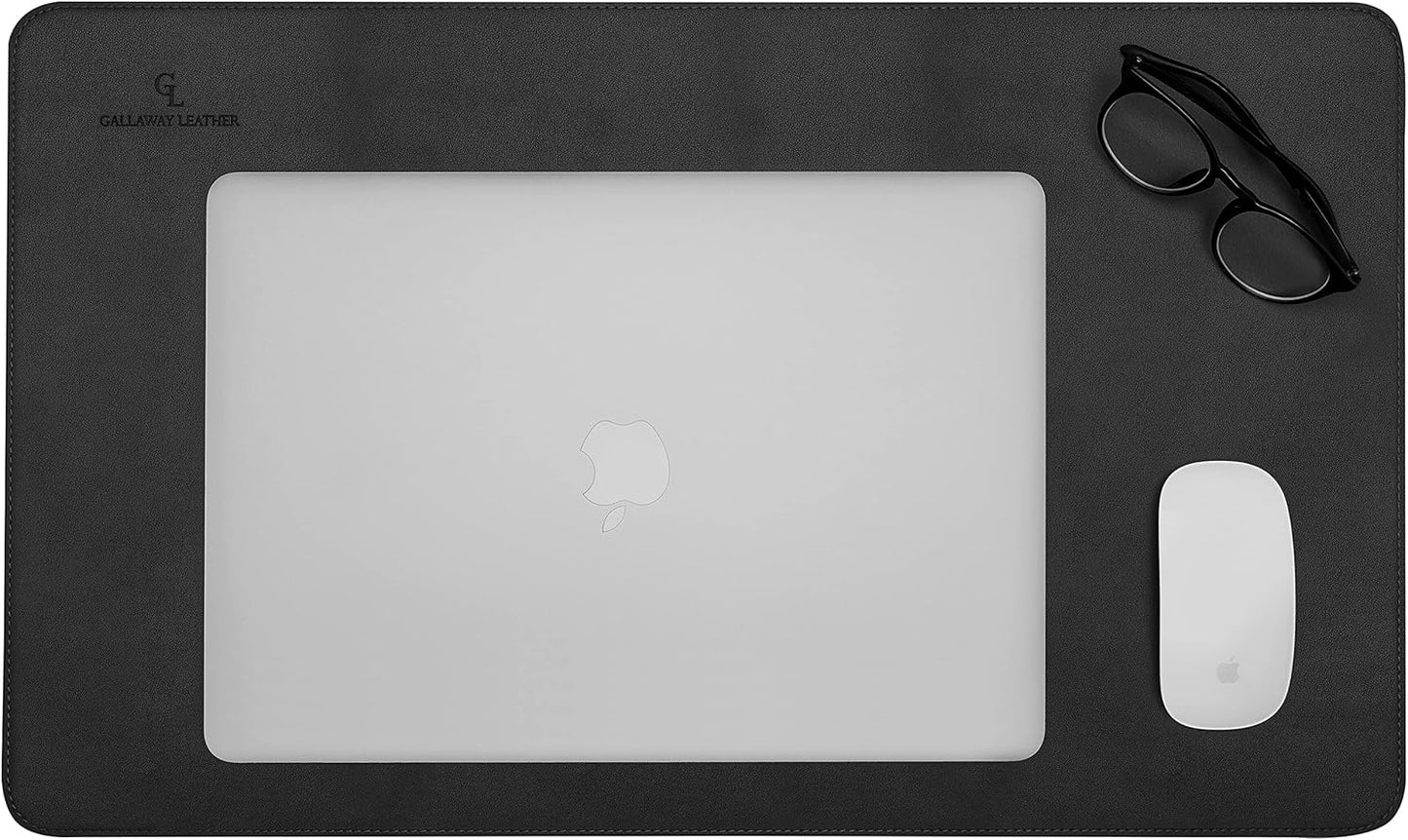 Gallaway Leather Desk Pad – 25 x 17 inch - Desk Mat Home Office Desk Accessories Desktop Protector XXL Mouse Pad Writing Desk Blotter - Black - Medium
