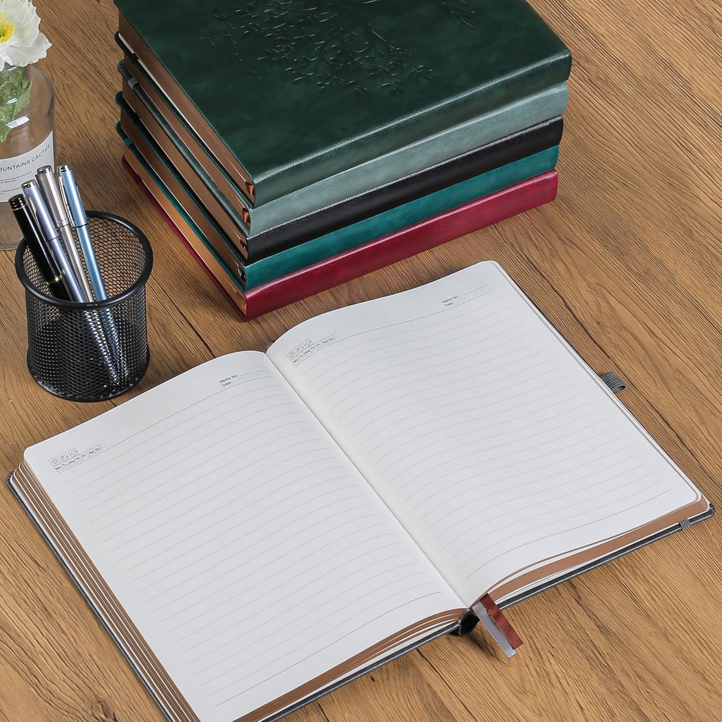 Thick Lined Journal Notebook with Pen, 360 Pages 100gsm Paper, Brown Sprayed Edge, Journal for Writing B5 Ruled Notebook ,Leather Hardcover,Perfect for Work, Office or School, 7.8'' x 10'' Dark Grey